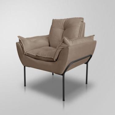 Imagem de Poltrona Decorativa Escritório de Luxo - Base de Ferro Preto - Dávila 