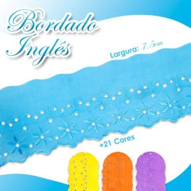 Imagem de Bordado Inglês Ctl 108 Peça Com 13,7m Várias Cores -Azul Turquesa - Nº