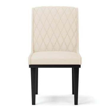 Imagem de Cadeira Sala de Jantar Base Madeira Preto kit 6 Sofia Linho D03 - D'Ro