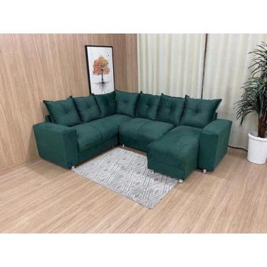 Imagem de Sofá Canto com chaise Verde 6 Lugares - 5070