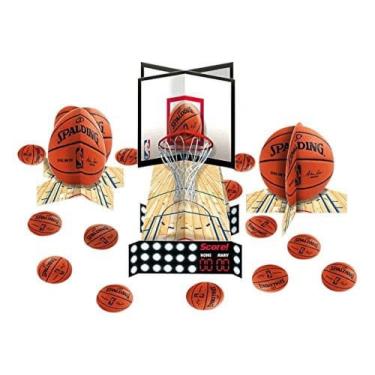 Imagem de amscan Sports and Tailgating NBA Party Spalding Basketball Table Decorating Kit, Paper Multi Color, 12 1/2"