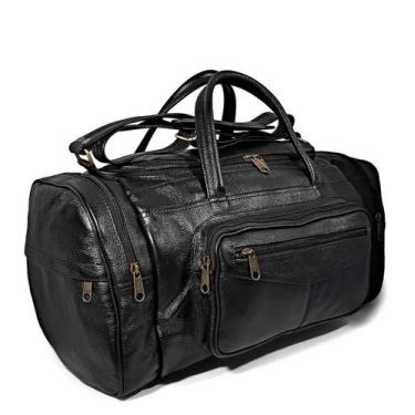 Imagem de Bolsa Grande De Viagem Masculina Espaçosa De Couro Preto - Le Voyage, 
