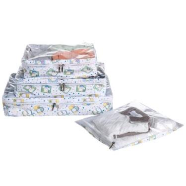 Imagem de Kit Conjunto Viagem Organizador 4 Unidades Bolsas Portátil PVC Imperme