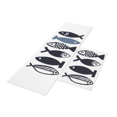 Imagem de Jogo de Cozinha Fish Br Antiderrapante 2Pçs 40x120+40x60cm - Style Bra