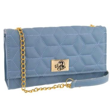 Imagem de Bolsa feminina clutch alça em corrente bordado festa - DUCHICO, Azul, 