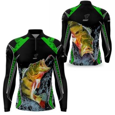 Imagem de Camisa Pesca Manga Longa esportiva Tecido Com Protecao Solar UV 50 Cam