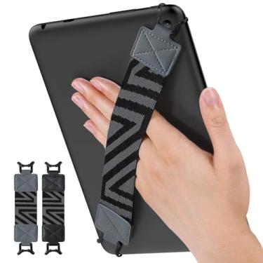 Imagem de MoKo Alça de mão de segurança para tablet de 9 a 11 polegadas, iPad/iPad Pro/iPad Air/Kindle Fire HD/Samsung, alça de mão versátil de alta elasticidade, suporte de dedo leve, pacote com 2, preto e