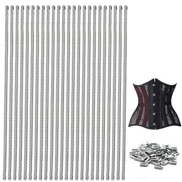 Imagem de Espartilho de aço em espiral para desossar 10 metros de 1/10.2 cm de metal de aço pré-cortado com 50 pontas, estrutura e forma para espartilhos, lingerie, vestidos, militares, fantasias, artesanato e