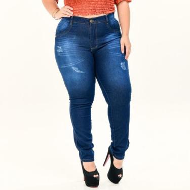 Imagem de Calça Jeans plus size feminina cintura alta 46 ao 54 - Ninas Boutique,