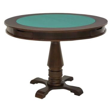 Imagem de Mesa de Jogos Carteado Victoria 4 Lugares Redonda Tampo Reversível com Gavetas e Porta Copos Imbuia - Gran Belo