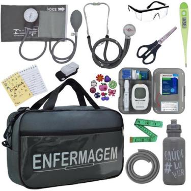 Imagem de Kit Enfermagem Aparelho Pressao Medidor Glicose Esteto Multi Premium, 