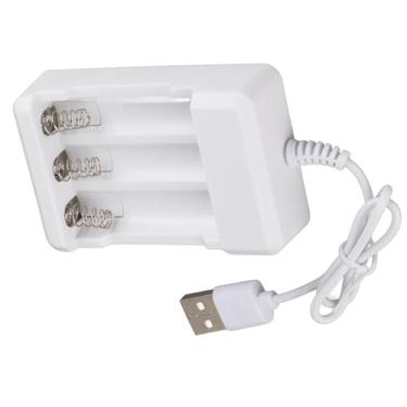 Imagem de Carregador de Bateria, Carregador de Bateria de Três Slots Carregador USB de Bateria Carregador de Três Slots Portátil ABS 5V para Bateria Recarregável AA AAA Com Plugue USB