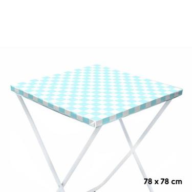 Imagem de Toalha Plástica Cobre Manchas Perolizada - 78 x 78 cm - Xadrez Azul Cl