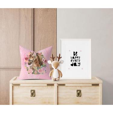 Imagem de Almofada com enchimento Cavalo Aquarela Flores - Core Decore