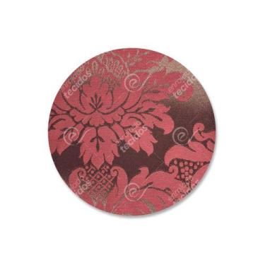 Imagem de Capa para Sousplat em Tecido Jacquard Marrom e Vermelho Medalhão Tradi