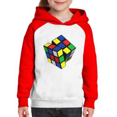 Imagem de Moletom Infantil Cubo Mágico - Foca na Moda, Branco, Vermelho, 12