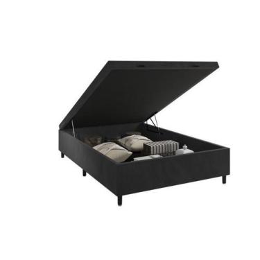 Imagem de Box Bau casal com pistão e alça suede preto 138cm - Italian