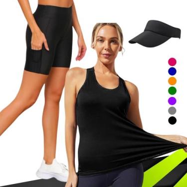 Imagem de Camiseta REGATA DRY Tecido Furadinho + SHORT Legging COM BOLSOS + VISE