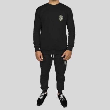 Imagem de Conjunto Calça e Blusa Moletom Careca Sem Capuz Algodão Mão Dollar - M