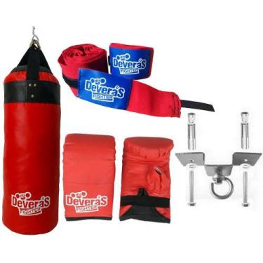 Imagem de Kit Saco de Pancadas Cheio 70 cm + Luva de Bater Saco + Bandagem Muay 