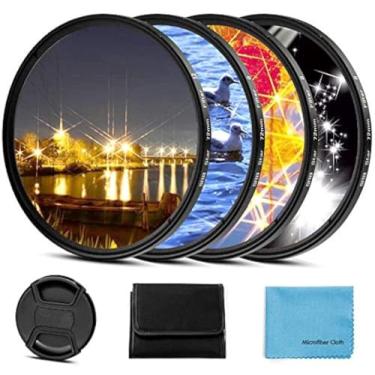 Imagem de Filtro estrela de 55 mm 4 peças de filtro de lente Starburst (4 pontos, 6 pontos, 8 pontos, 12 pontos) com tampa central para lente para Canon Nikon, Sony, Olympus, Pentax e outras câmeras DSLR + 4 compartimentos para filtro