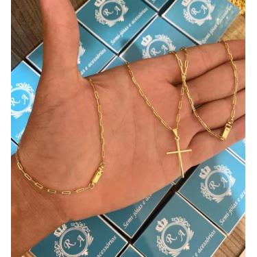 Imagem de Corrente Banhado A ouro 18k 70 Cm Com Pulseira e Pingente  - RA SEMI-J