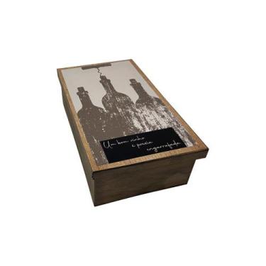 Imagem de Caixa para Vinho Tampa de Sapato 1 Div Um Bom Vinho 35x20x10 Mdf Pinta