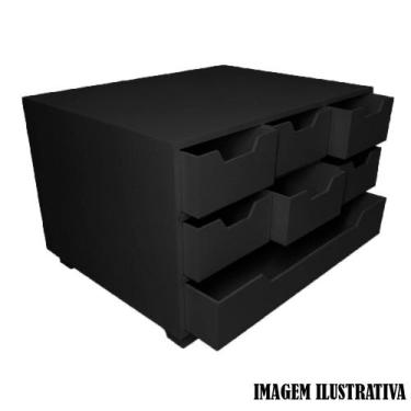 Imagem de Comoda Retangular Sulfite 7 Gavetas 33cm Mdf Madeira Pintado - ATACADÃ