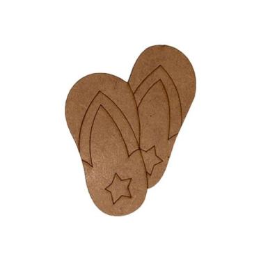 Imagem de Aplique Chinelo 7x5 Kit 6un Mdf Cru Madeira - ATACADÃO DO ARTESANATO M
