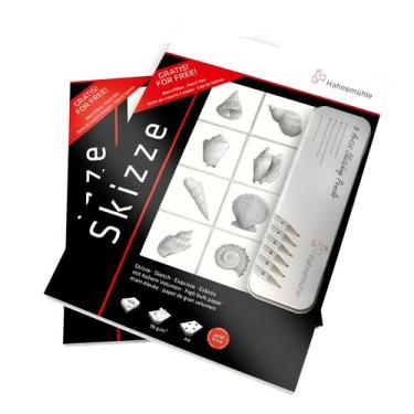 Imagem de Bloco Desenho Skizze A3 96gr 100 Folhas +  1 Estojo com 6 Lápis Hahnem