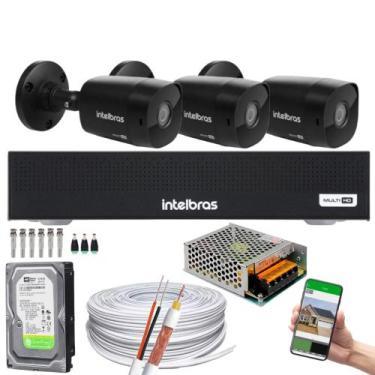 Imagem de Kit Cftv 3 Cameras 1220 Bullet Black Full Hd + Dvr Mhdx 3004-C C/HD - 