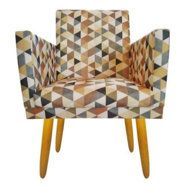 Imagem de Poltrona Estampada Nina Triangulo Bege para Ateliê Rodapé - JBF Poltro