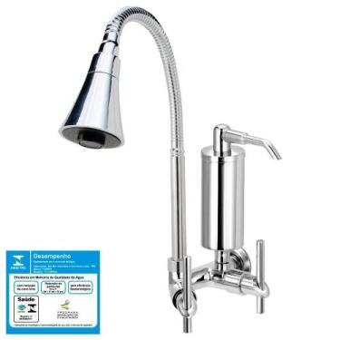 Imagem de Torneira Gourmet Flexível Filtro Parede Cone Cromada C61    - Del Meta