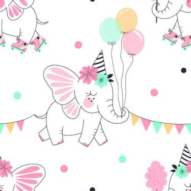 Imagem de Papel De Parede Adesivo Elefante Circo Quarto Infantil 12m - DELIQUADR