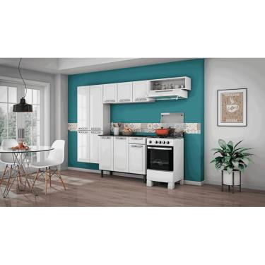 Imagem de Cozinha Completa Compacta Aço Rose 10 Portas 1 Gaveta Branco - Rede Móveis