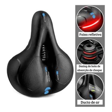 Imagem de Selim Banco Bike Vazado Confortável Largo 2 Molas Refletor Comprimento