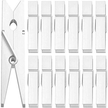 Imagem de ANJUU 50 prendedores de roupa coloridos coloridos de madeira natural, prendedor de papel fotográfico, clipes de mola para decoração de artesanato de artes domésticas, 7 cm (branco)