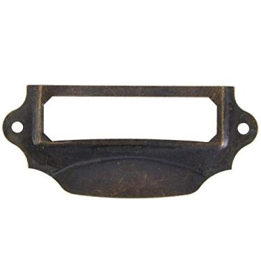 Imagem de Gaveta de Suporte de Cartão de Latão Antigo, Alças de Puxar Porta-Etiqueta de Cartão Puxadores de Gaveta Vintage Puxadores de Etiqueta Puxadores de Etiqueta Estrutura de Gabinete