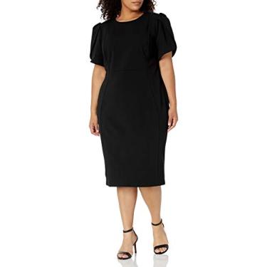 Imagem de Calvin Klein Bainha feminina com costura e manga tulipa plus size, Preto, 52