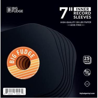 Imagem de BIG FUDGE Pacote de manga interna de disco de vinil - 17,78 cm x 25 peças de polipropileno de alta densidade, capas de álbum de manga interna e 17,78 cm x 25 peças de papel de arroz antiestático LP mangas internas