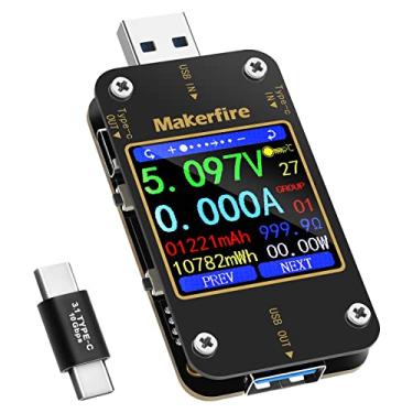 Imagem de MakerHawk UM34 USB 3.0 Multímetro USB Voltímetro Amperímetro Tensão USB Corrente Bateria Potência Carregador Temperatura Digital Medidor Cabo Testador Resistência USB Carga Testador Cor LCD Display