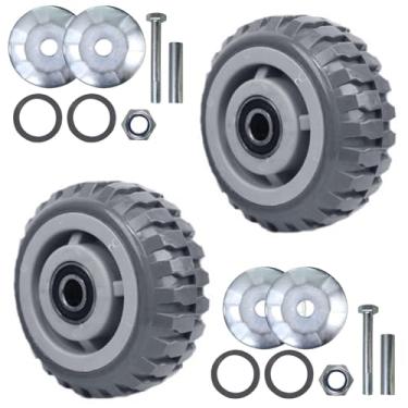 Imagem de BESUNTEK Pacote com 2 rodas para carrinho de pressão, rodas de substituição de borracha resistente com rolamentos de esferas de precisão, rodízio universal de placa silenciosa para carrinhos de