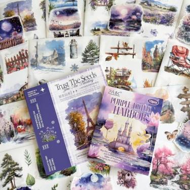 Imagem de 50 folhas de adesivos florais para scrapbooking, 10 folhas de adesivos Washi, florais pré-cortados, flores naturais de jardim, borboleta, Washi, adesivos com papel de sucata para scrapbook,