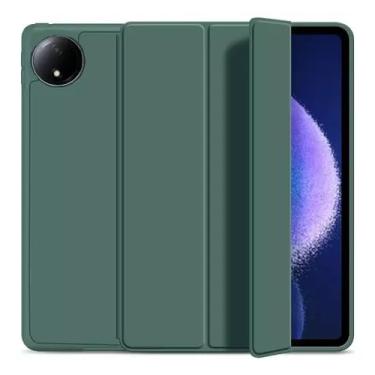 Imagem de Capa Smart Flip Magnética para Xiaomi Redmi Pad SE 8.7, Função Sleep, Preta (Verde Escuro)