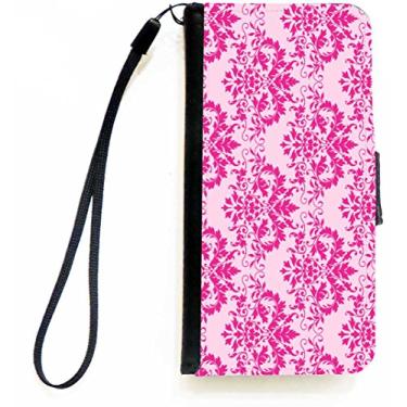 Imagem de Rikki Knight Capa tipo carteira Shabby Chic rosa choque damasco flip com aba magnética para Apple iPhone 5c