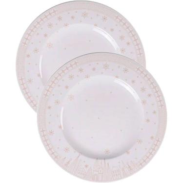 Imagem de Kit Jogo Pratos Rasos Jantar 12Pçs 12Pessoas Natal Noel 28cm