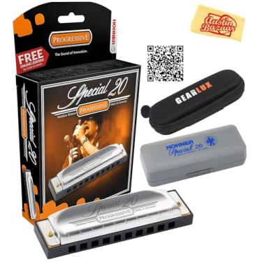 Imagem de Gaita Hohner Special 20 Pacote clave F com estojo, bolsa, manual online (sem garantia de versão em português) e pano de polimento Austin Bazaar