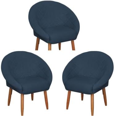 Imagem de Kit 3 Poltronas Decorativa para Sala de Estar Luxo MOBLAN decor (Azul)