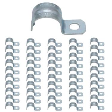 Imagem de Tubo rígido de aço zincado de 0,9 cm, 50 peças, 1 furo, cabo, suporte em U, braçadeira de tubo, correias de conduíte elétrico, alça de tubo rígido, montagem segura para conduíte RGD, tiras resistentes