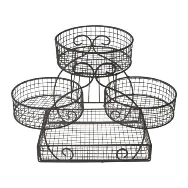 Imagem de SiaBiced Cesto de arame de camadas suporte de cesta de pão vegetal Pão de frutas para cebola de pão, Preto